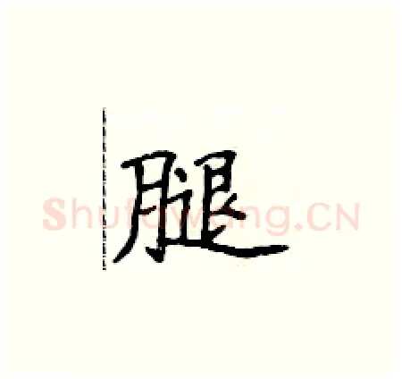 腿硬笔楷书写法,摘自侯登峰硬笔书法字帖