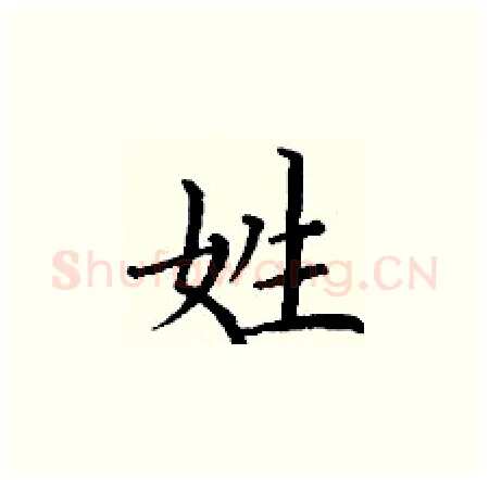 姓硬笔楷书写法,摘自丁谦硬笔书法字帖