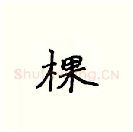 棵硬笔楷书写法,摘自侯登峰硬笔书法字帖