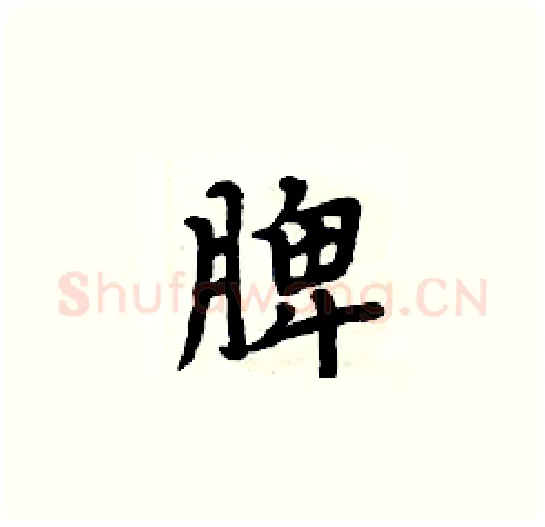 脾硬笔楷书写法,摘自周炳元硬笔书法字帖