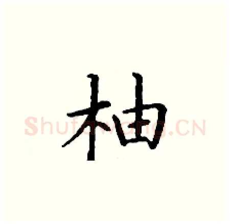 柚硬笔楷书写法,摘自丁谦硬笔书法字帖