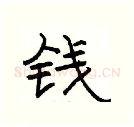 钱硬笔隶书写法,摘自骆恒光硬笔书法字帖
