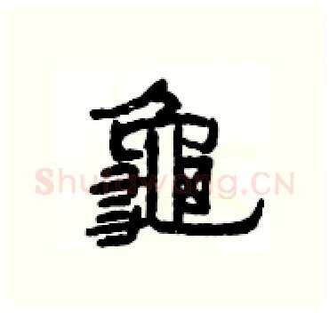 龜硬笔隶书写法,摘自杨为国硬笔书法字帖
