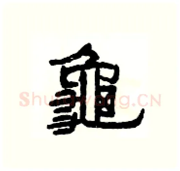 龜硬笔隶书写法,摘自杨为国硬笔书法字帖