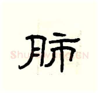 肺硬笔隶书写法,摘自曾庆福硬笔书法字帖