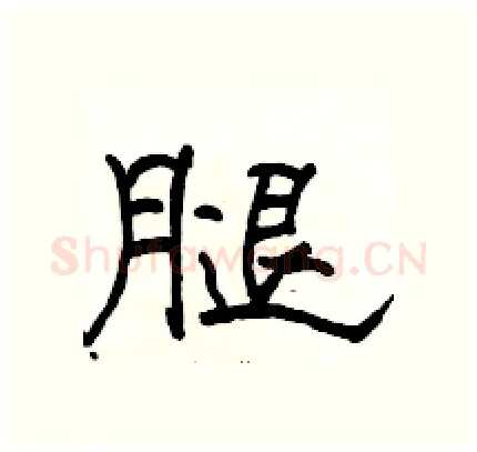 腿硬笔隶书写法,摘自骆恒光硬笔书法字帖