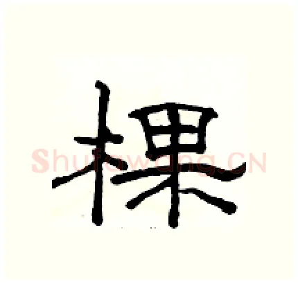 棵硬笔隶书写法,摘自骆恒光硬笔书法字帖