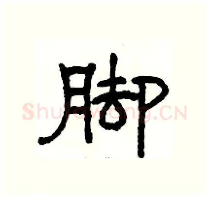 脚硬笔隶书写法,摘自骆恒光硬笔书法字帖