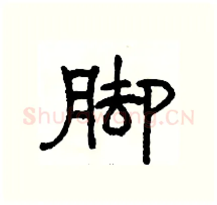 脚硬笔隶书写法,摘自骆恒光硬笔书法字帖
