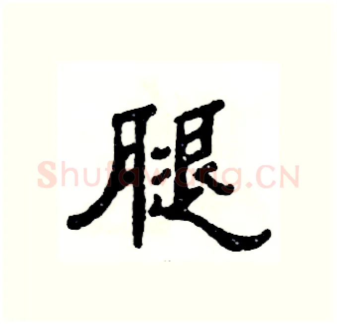 腿硬笔隶书写法,摘自张恒成硬笔书法字帖