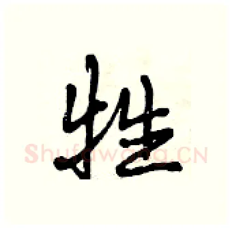 牲硬笔行书写法,摘自曾庆福硬笔书法字帖