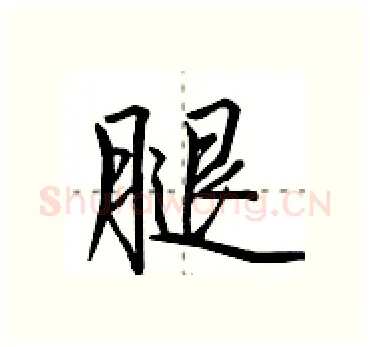 腿硬笔行书写法,摘自田英章硬笔书法字帖