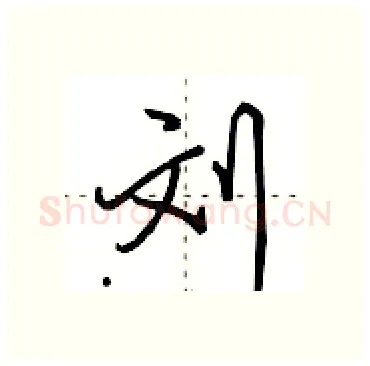 刘硬笔行书写法,摘自田英章硬笔书法字帖