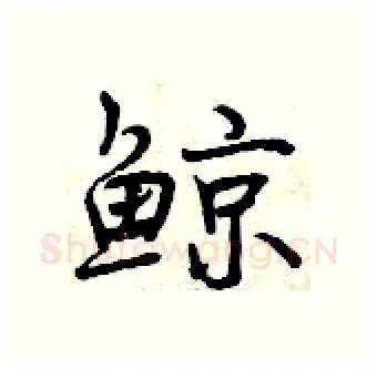 鲸硬笔行书写法,摘自曾庆福硬笔书法字帖