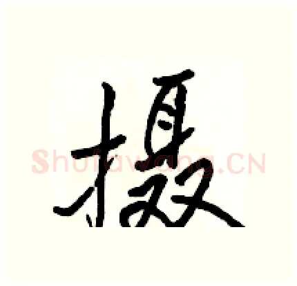 摄硬笔行书写法,摘自骆恒光硬笔书法字帖