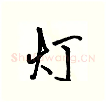 灯硬笔行书写法,摘自骆恒光硬笔书法字帖