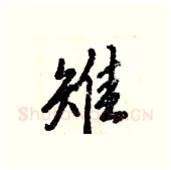 雉硬笔行书写法,摘自倪伟林硬笔书法字帖