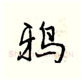 鸦硬笔行书写法,摘自曾庆福硬笔书法字帖