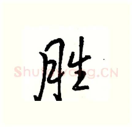 胜硬笔行书写法,摘自骆恒光硬笔书法字帖