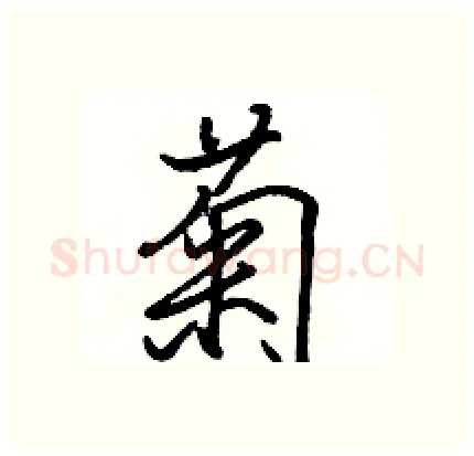 菊硬笔行书写法,摘自骆恒光硬笔书法字帖