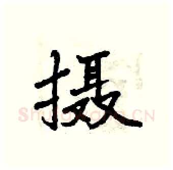 摄硬笔行书写法,摘自曾庆福硬笔书法字帖