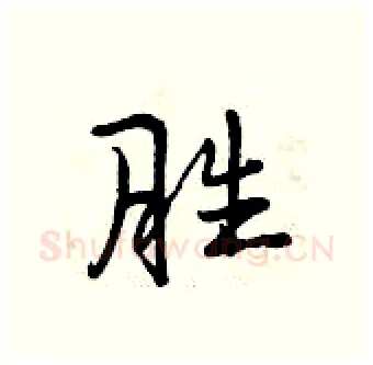 胜硬笔行书写法,摘自曾庆福硬笔书法字帖
