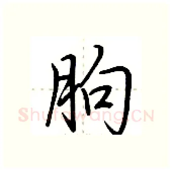 朐硬笔行书写法,摘自荆霄鹏硬笔书法字帖