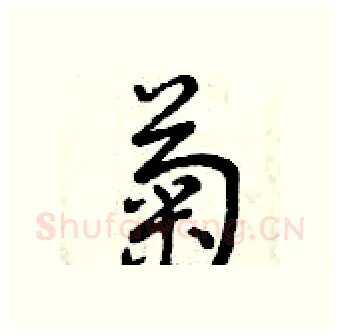 菊硬笔行书写法,摘自曾庆福硬笔书法字帖