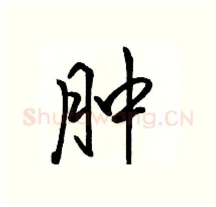 肿硬笔行书写法,摘自骆恒光硬笔书法字帖