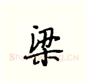 梁硬笔行书写法,摘自段相林硬笔书法字帖