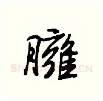 臃硬笔行书写法,摘自段相林硬笔书法字帖