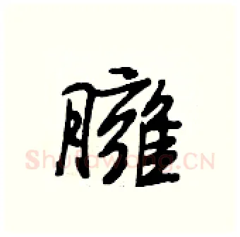 臃硬笔行书写法,摘自段相林硬笔书法字帖