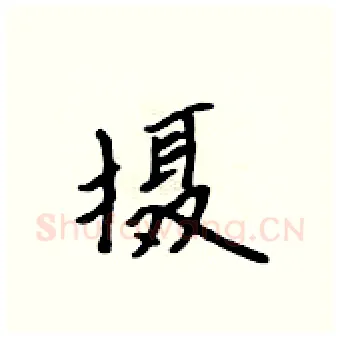 摄硬笔行书写法,摘自吴身元硬笔书法字帖