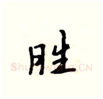 胜硬笔行书写法,摘自吴身元硬笔书法字帖