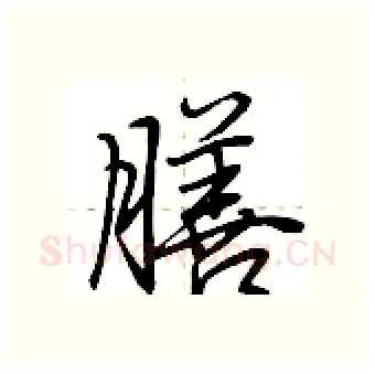 膳硬笔行书写法,摘自荆霄鹏硬笔书法字帖