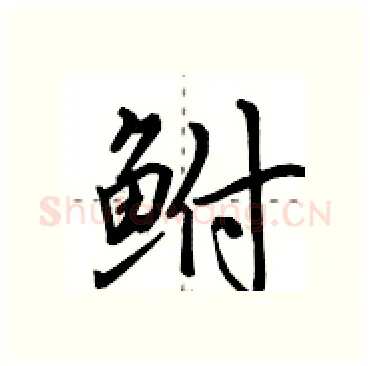 鲋硬笔行书写法,摘自田英章硬笔书法字帖