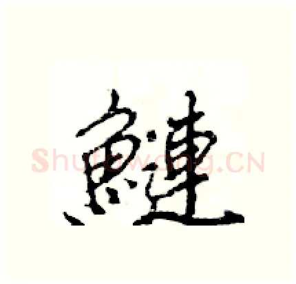 鰱硬笔行书写法,摘自王旻硬笔书法字帖