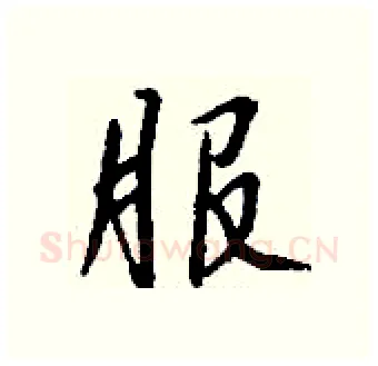 服硬笔行书写法,摘自钱沛云硬笔书法字帖