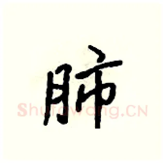 肺硬笔行书写法,摘自吴身元硬笔书法字帖