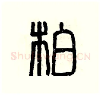 柏硬笔篆书写法,摘自曾庆福硬笔书法字帖