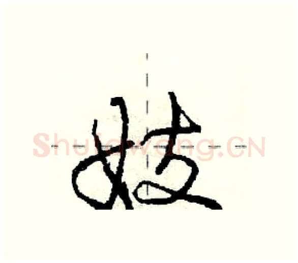 妓硬笔行书写法,摘自庞中华硬笔书法字帖